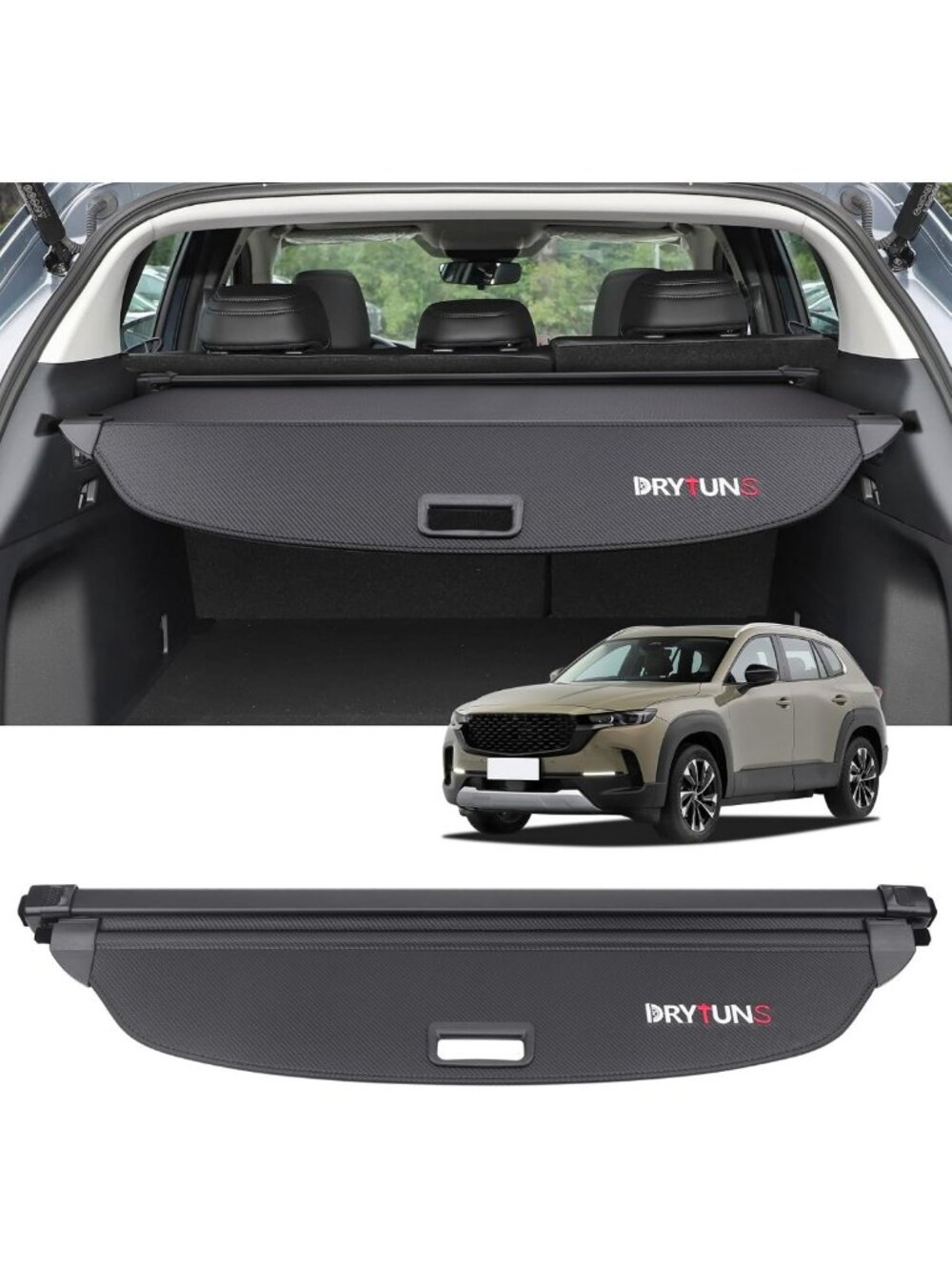 Stylish Cargo Cover for Mazda CX-50 2025-2026, Durable Carbon Fiber Leather
